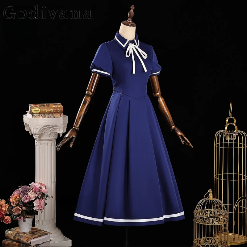 마법 소녀 블루 코스프레 드레스 여성 짧은 소매 Cos 애니메이션 유니폼 드레스 여성 여름 카니발 역할 놀이 드레스