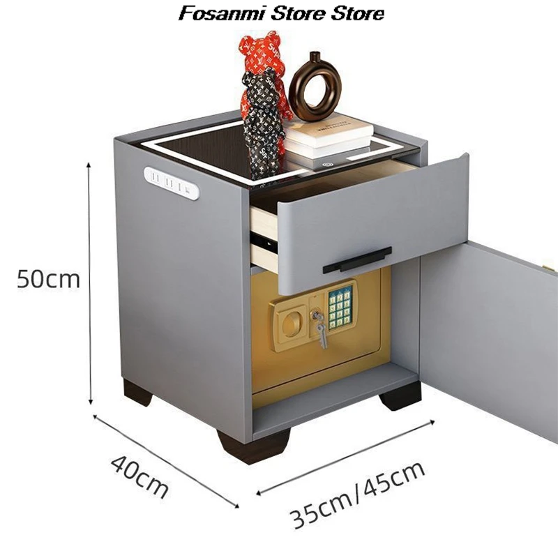 منضدة ذكية آمنة الكل في واحد مع صندوق تخزين متعدد الوظائف للشحن اللاسلكي لغرفة النوم للاستخدام المنزلي بأسلوب بسيط #6