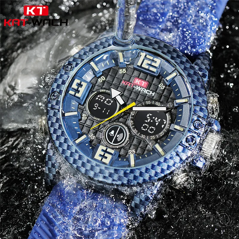 KAT-WATCH Military Watch for Men Sport Digital Watches Waterproof Luminous Alarm Stopwatches Clock Relogio Masculino