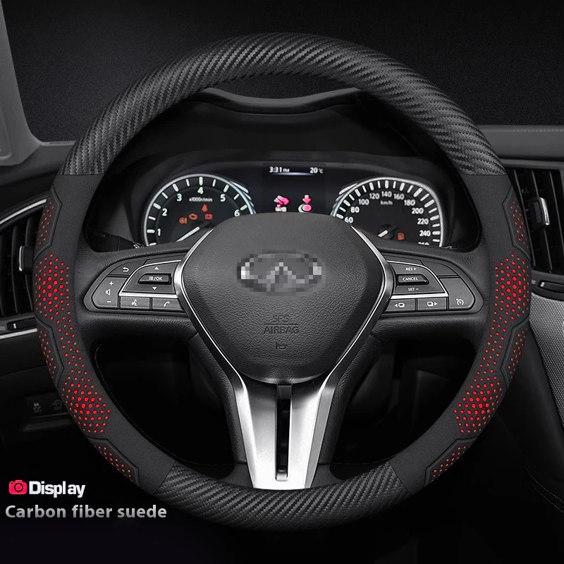 

Infiniti QX30 Q50 Q60 QX70 QX80 QX56 FX35 EX35 Carbon fiber Suede Microfiber Leather Car Steering Wheel Cover Auto Accessories