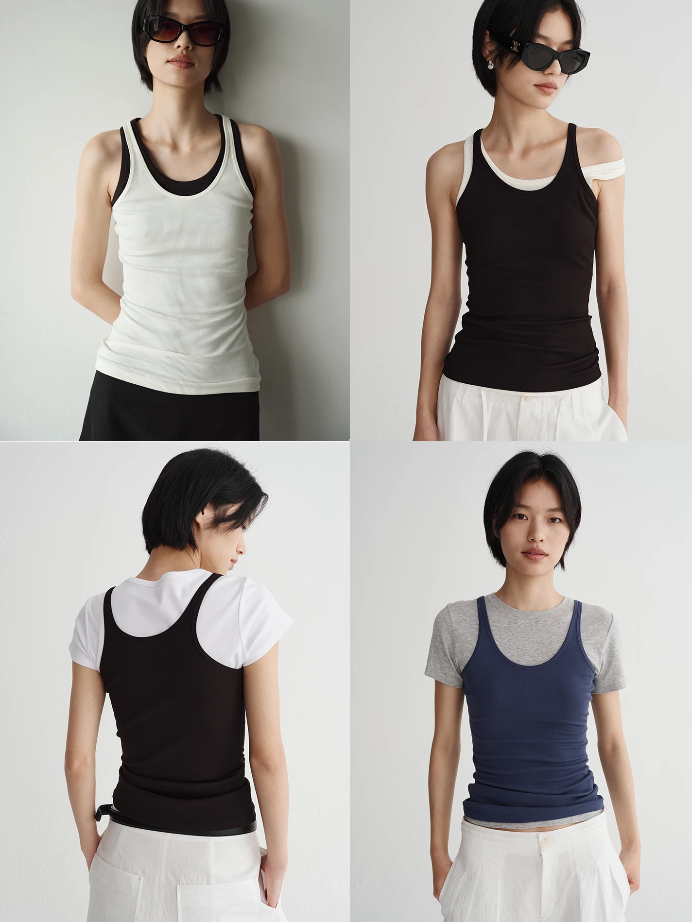 

Urelax: Высокоэластичный шелково-хлопковый топ с U-образным вырезом и рубчатой отделкой, классический рабочий жилет на бретелях, минималистичный стиль, женская летняя нижняя одежда