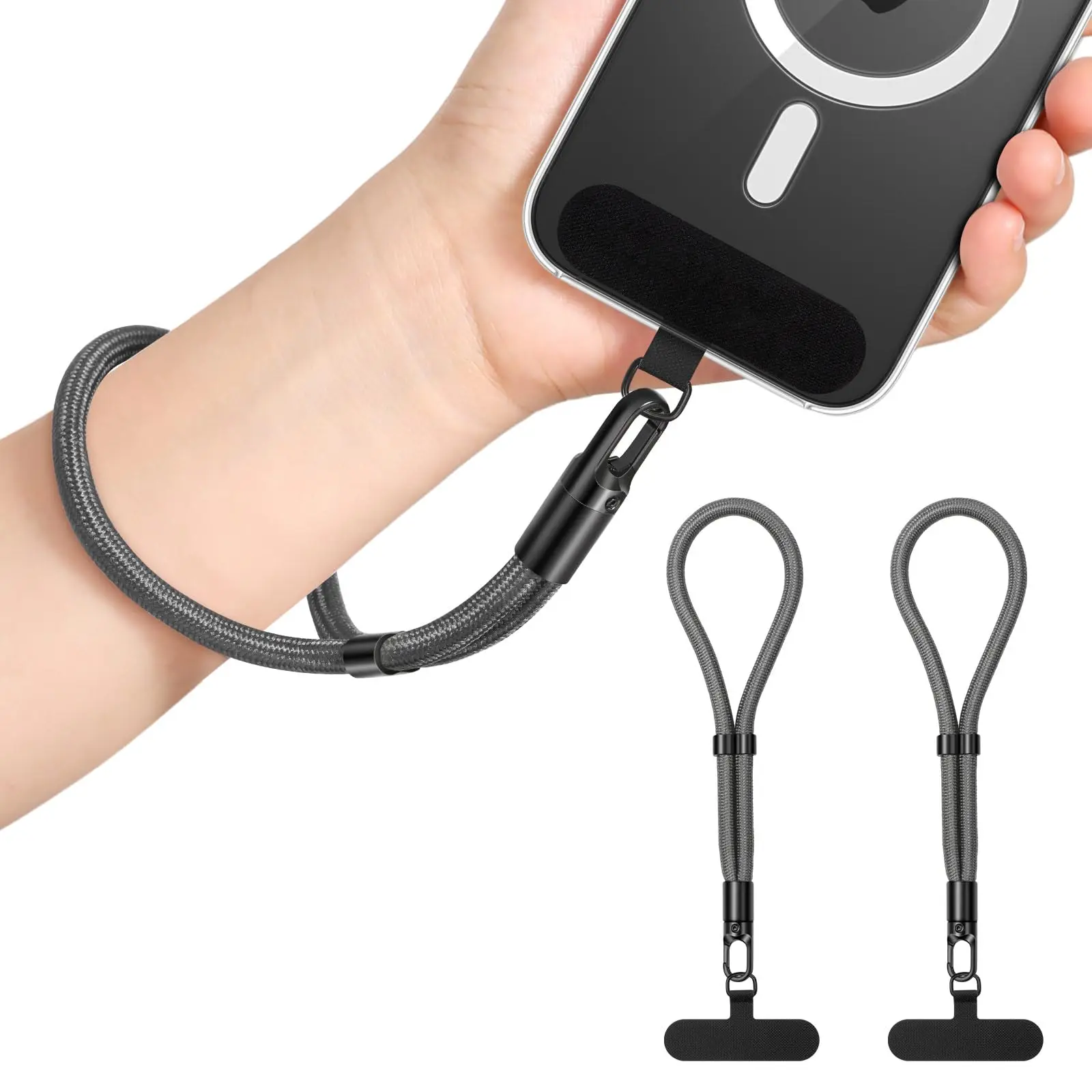 2Pcs Wrist Strap Adjustable Phone Neck Strap with Attachment Tab Hands-Free Mobile Phone Armband for iPhone and Most Smartphones