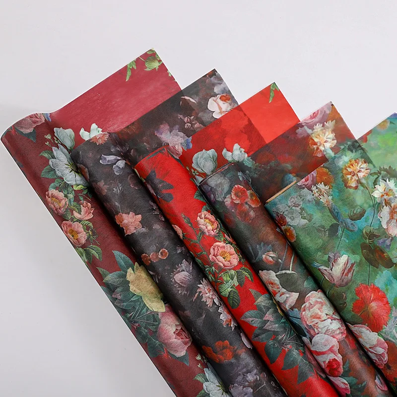 

1 Roll Vintage Rose Oil Painting Tissue Paper Wrapping Flower Papers Non-woven Bouquets Wrapping Paper Flower Shop DIY Material