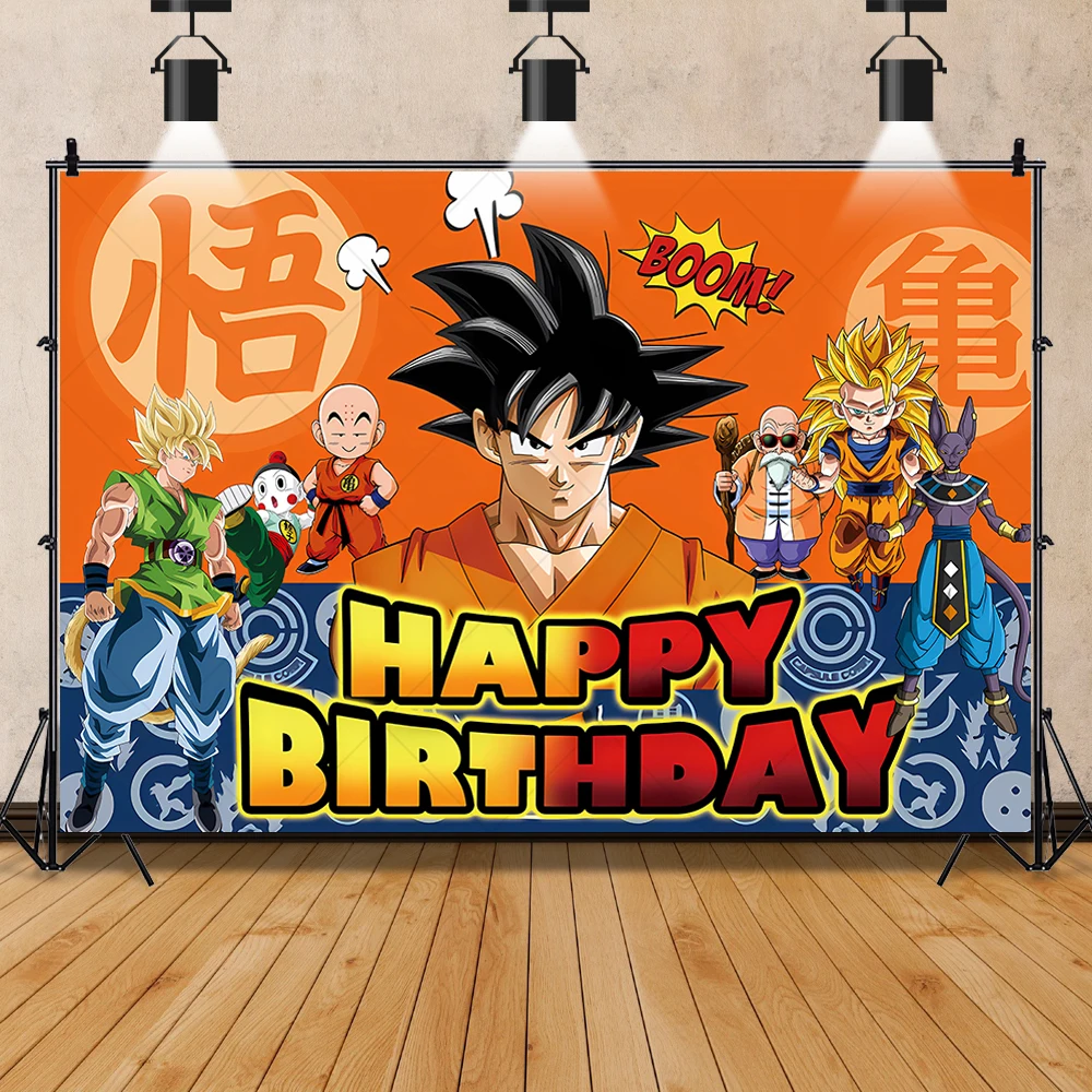 Tło z motywem anime Dragon Ball, personalizowane, Goku, dla dzieci, chłopiec, urodziny, baby shower, dekoracje, rekwizyty fotograficzne — zdjęcie produktu 2