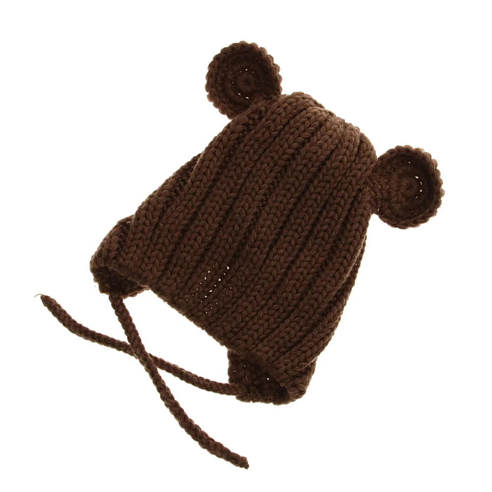 

Bear Ears Kids Knitted Wool Hat Baby Winter Thick Warm Soft Stretchy Crochet Beanie Cozy Kids Wool Cap Knitting Hat