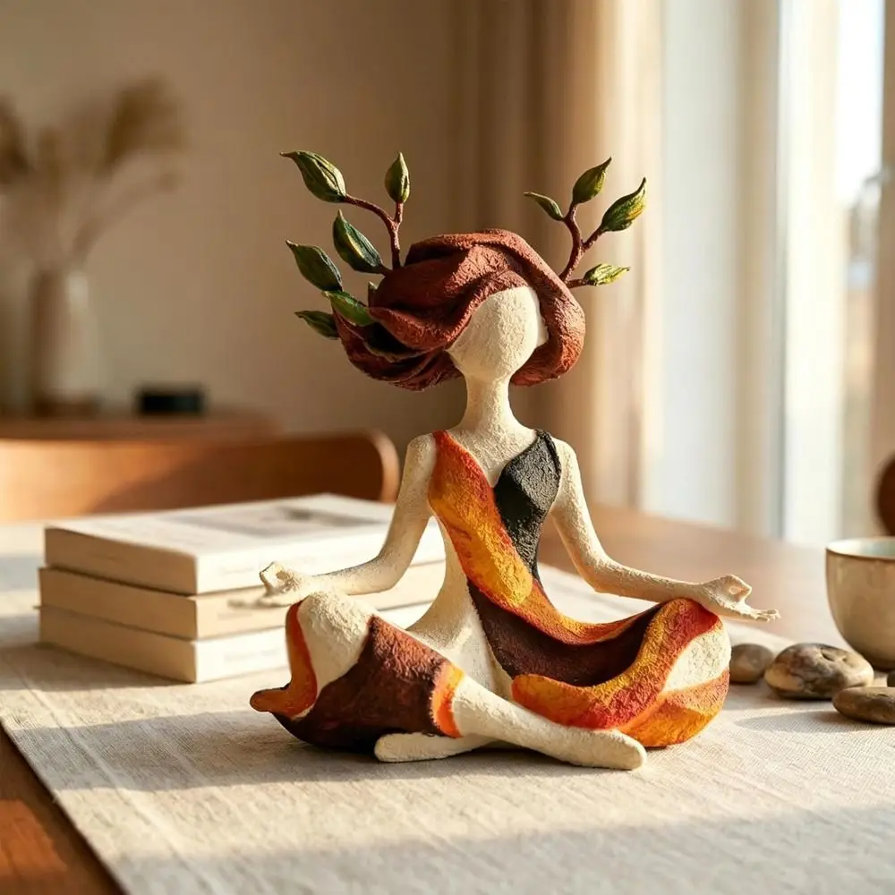 Sculpture de déesse de la nature en résine, décoration abstraite pour la maison, figurine de méditation et de yoga, harmonie intérieure, sérénité, croissance, statue zen