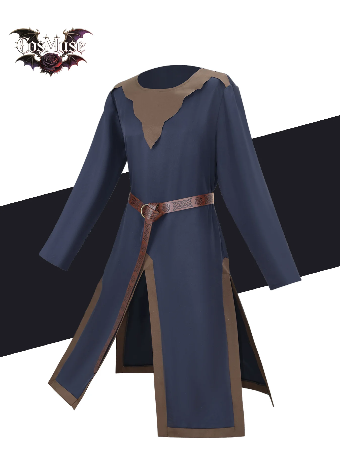 

Medieval Renaissance Viking Knight Warrior Cosplay Costume - Templar Waist Cinching Coat Halloween Stage