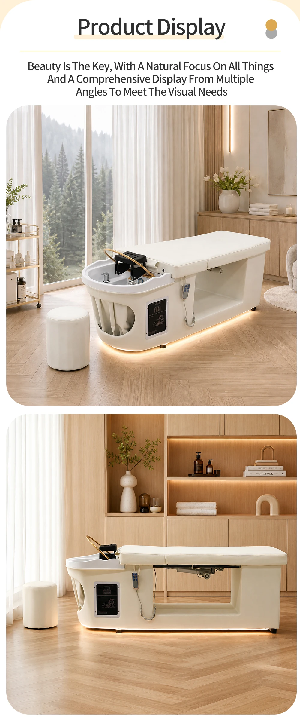 Fabrik-Großhandel Maßanfertigung Shampoo-Liege mit Elektrischer Rückenlift-Funktion Massagetisch Friseursalon-Möbel Neuestes Design – Detail 10