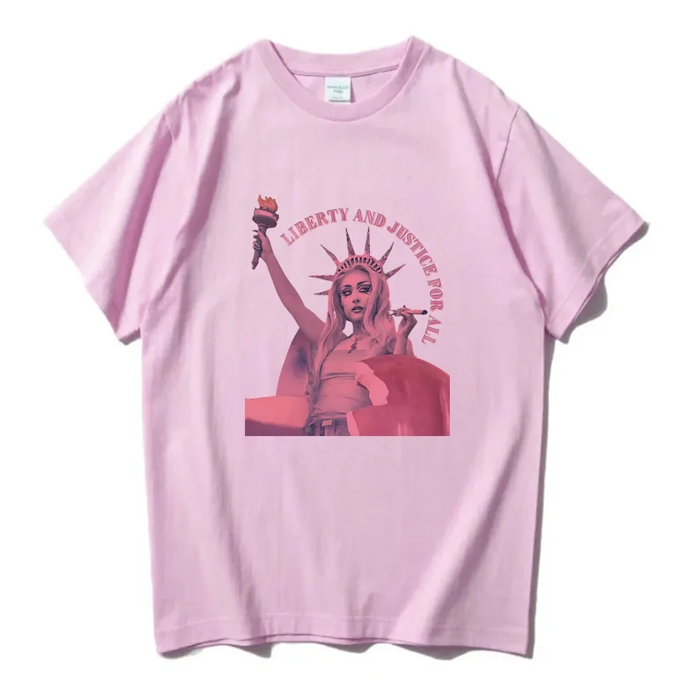 Chappell Roan The Midwest Princ Tour T-shirt Cotton Tees Short Sleeve Casual Summer Men Tee-shirt Graphic Clothing Pink Tops