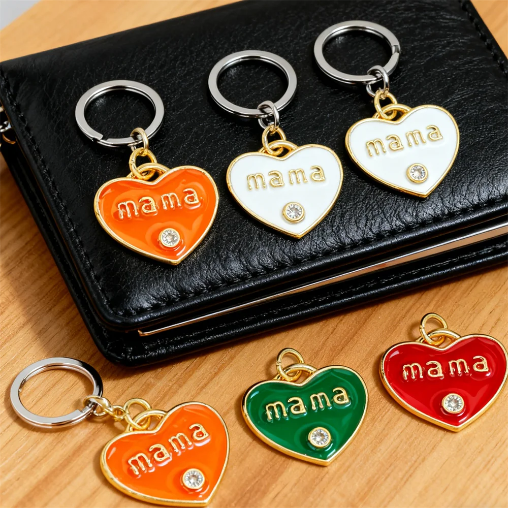 

3Pcs Pendants Brass Enamel Mama Heart Charms Cubic Zirconia Colorful Love for DIY Jewelry Necklace Bracelet Fashion Accessories