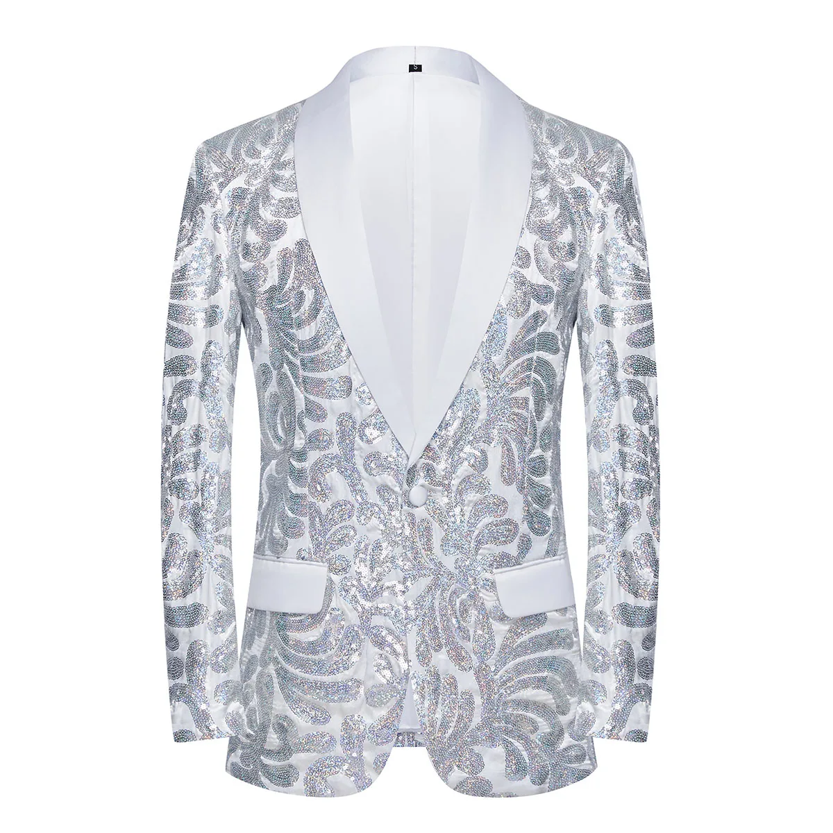 2025 Chaqueta de traje de boutique que combina con todo, tendencia de banquete informal de negocios Ding de color de lentejuelas bonitas a la moda para hombre