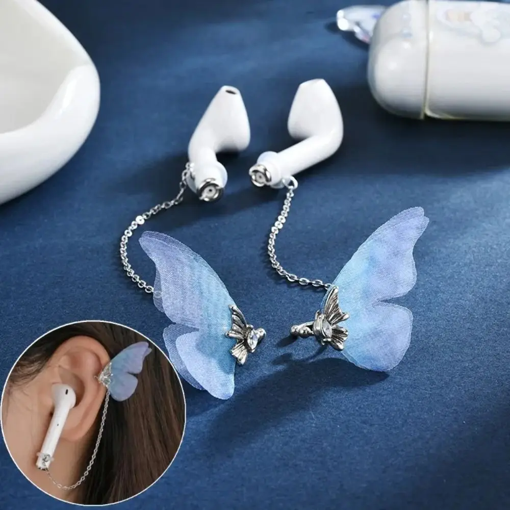 1Pair Butterfly Earphone Anti-Lost Ear Clip Chains Earhook Wireless Bluetooth Earphone Earrings for AirPods Pro 2/AirPods 3 2 1