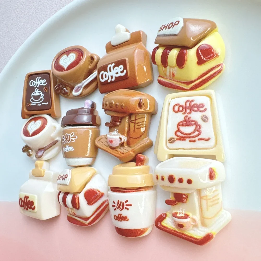 Resin Mini Cartoon Coffee Charms Hair Clip DIY Craft Accessories Flatback Cabochon for Scrapbooking Phone Case Decoration Supply
