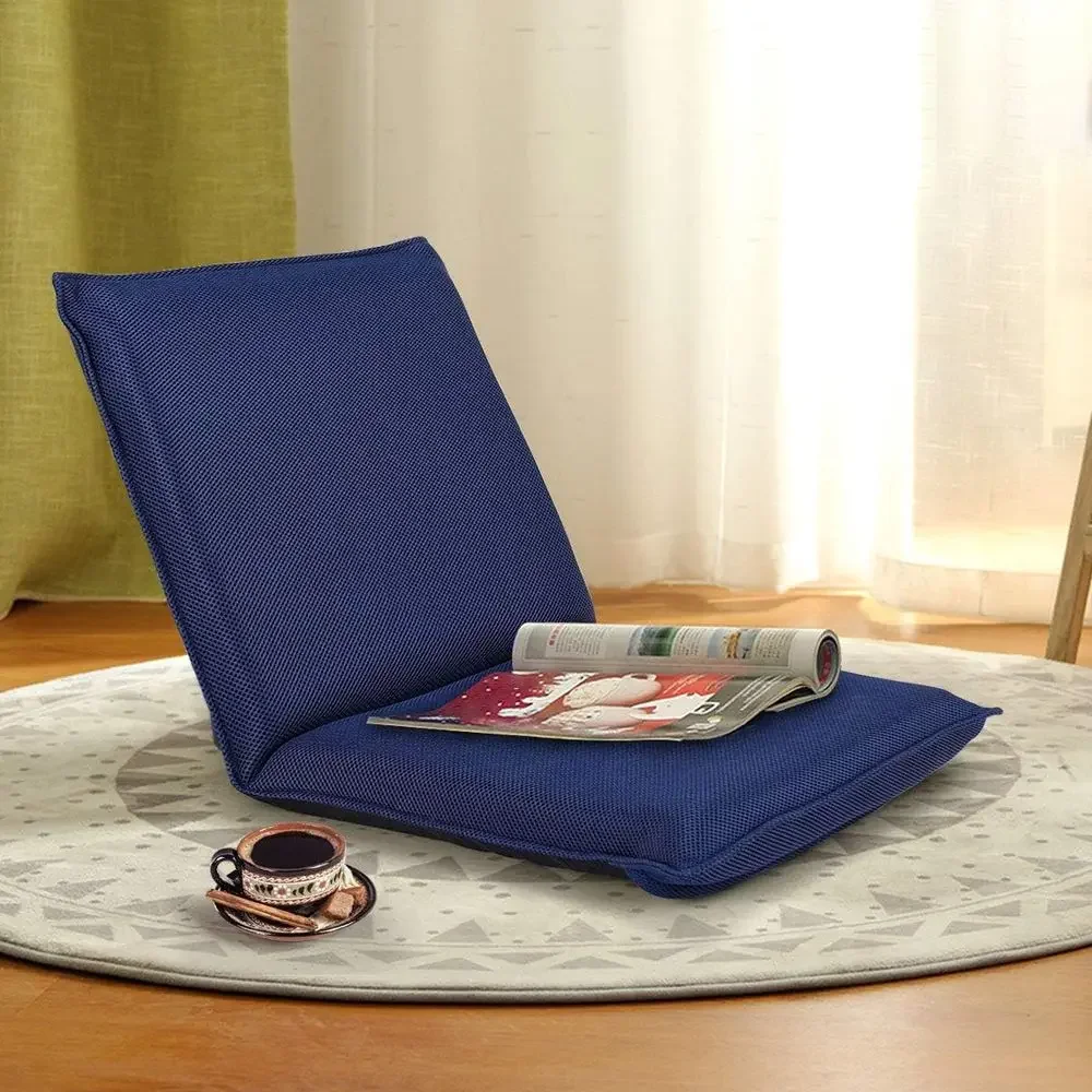 6-Position Adjustable Meditation, Gaming, Reading Chair for Kids, Teens, Adults - Navy Blue