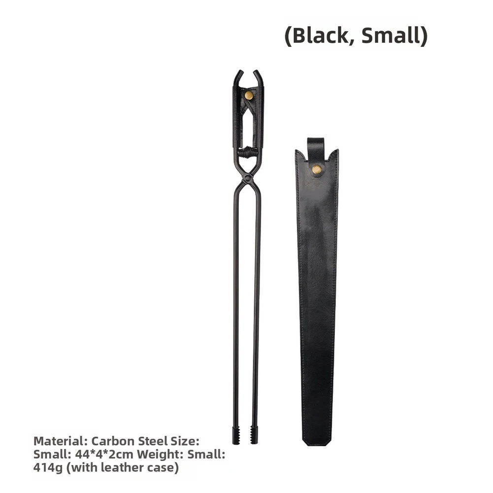 Thickened Anti-Scald Fire Tongs Portable Steel Charcoal Clips BBQ Burning Tongs With Leather Cover Outdoor Hardware Tools