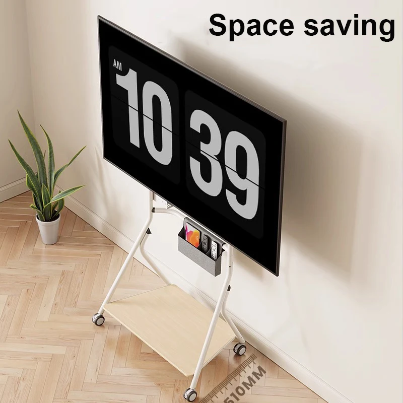 المساحات الصغيرة الطابق حامل تلفاز عربة تلفزيون المتداول لشاشة تلفزيون 32-55 بوصة تصل إلى 110 رطل غرفة المعيشة الحديثة التلفزيون تقف VESA 400*400 ملم