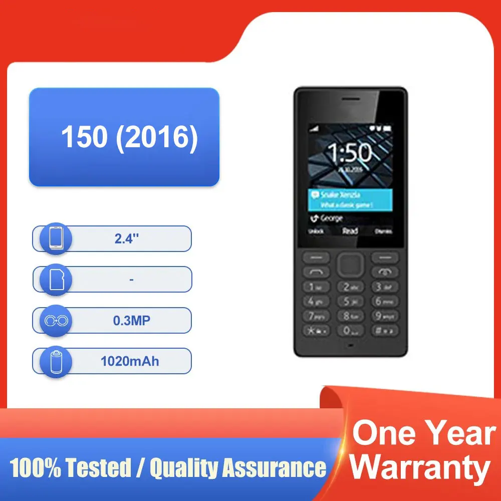 الأصلي مقفلة 150 (2016) 2.4 "بلوتوث GSM 900/1800 1020mAh راديو FM شحن سريع الهاتف المحمول في حالة جيدة #1