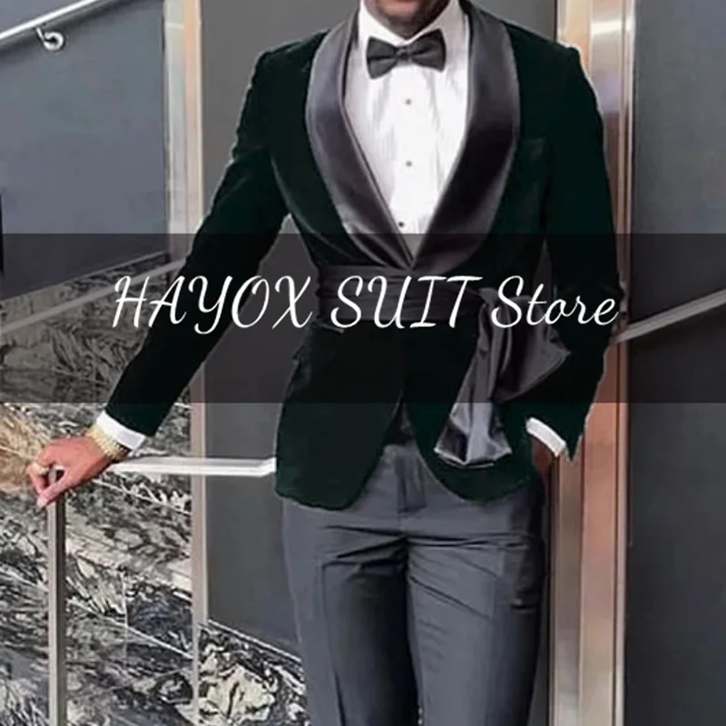 Ternos masculinos formal fino ajuste veludo xale colarinho jaqueta moda negócios casamento noivo festa de formatura smoking