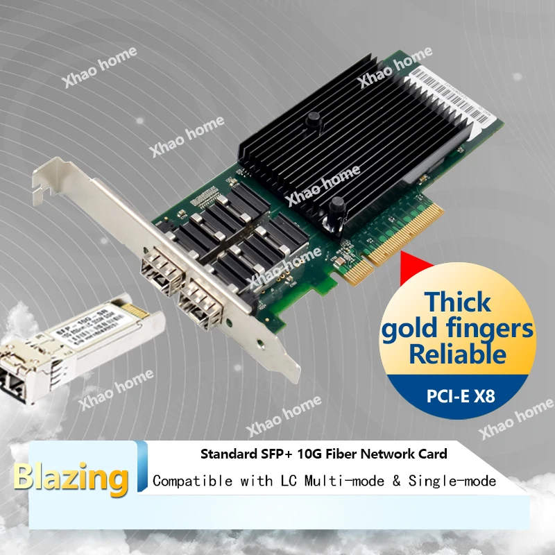 10Gbps PCI-E SFP+ Fiber Network Card for Intel XL710 Chip Dual-Port 10G Ethernet LC Single/Multi Mode Industrial Server/Desktop