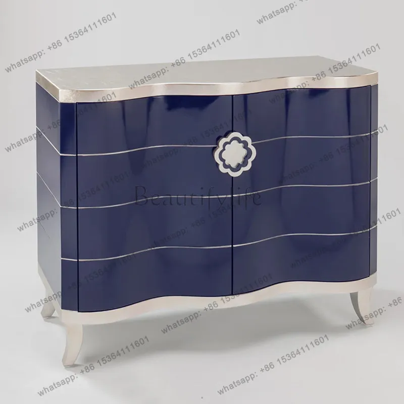 

American light luxury solid wood porch cabinet, modern villa high-end storage side cabinet