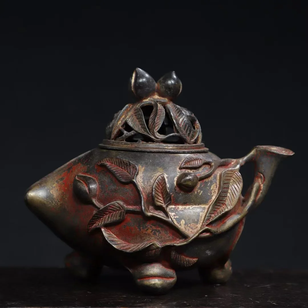 Collectable Qing Dynasty copper Incense Stove\Censer,The shape of a peach,Decoration,Free shipping
