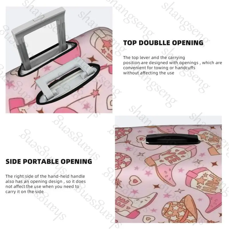 Capa protetora elástica grossa para bagagem, capa com zíper para bolsa de 18-32 polegadas, acessórios de viagem com cowgirl retrô rosa