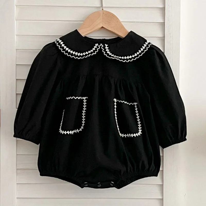 Infant Baby Girls Long Sleeve Sweet Solid Color Sisters Dress Spring Autumn Rompers Kids Baby Girls Princess Clothes Rompers