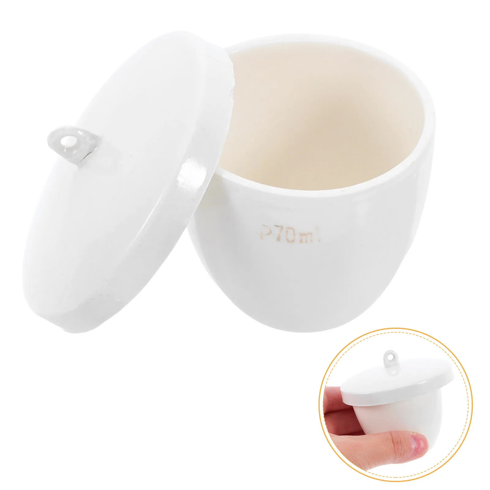 

2Pcs High Temperature Resistant Porcelain Crucible Lid Laboratory Use Ceramic Crucible Chemical Experiments 70Ml