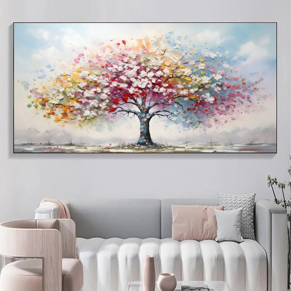 

Abstract Colorful Tree Canvas Prints Oil Painting Watercolor Art Nature Landscape Flower Leaf Wall Decor Poster For Living Room