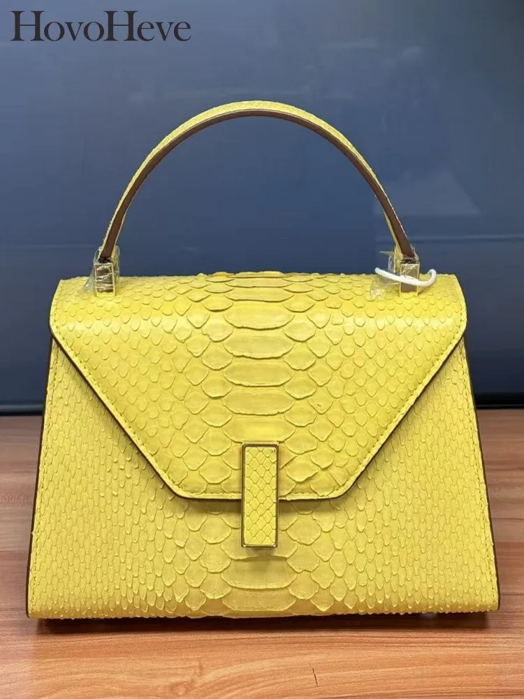 Fashion Designer Women Hasp Snakeskin Genuine Leather Handbag Casual Underarm Crossbody Single Shoulder Bag Vintage Office Femal