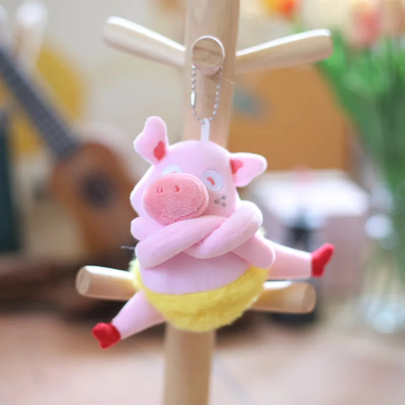 Piggy Pendant Pink Pig Plush Toy Cartoon Keychain Key Ring Anime Plushie Stuffed Action Figure Doll Key Chain Toys Gift