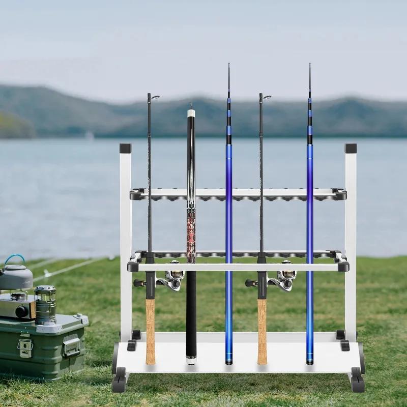 24 Fishing Rods Alloy Rack Storage Portable Aluminum Fast Holder Fishing Accessories Freestanding