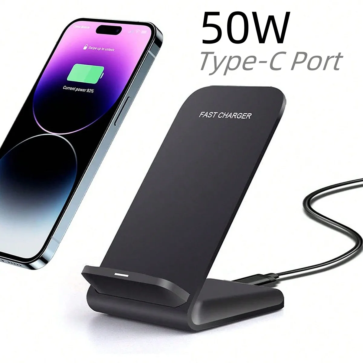 50W Wireless Charger Stand For IPhone 15 14 13 12 Pro Max 11 XS XR X 8 Samsung S23 S22 Type C Fast Charging Dock Station