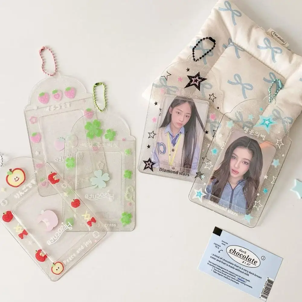 حار INS الكورية نمط أربع أوراق البرسيم ثلاثة بوصة حامل بطاقة شفافة المعبود المشجعين بطاقة كم طالب وجبة بطاقة واقية #2