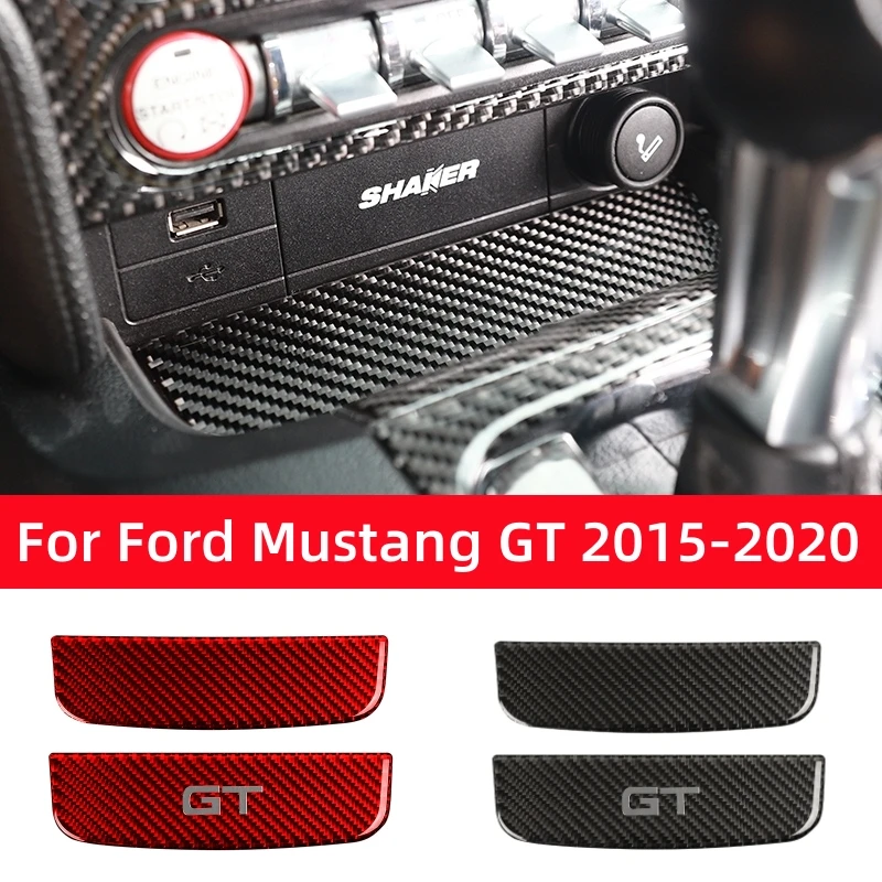 For Ford Mustang GT 2015-2021 Accessories Carbon Fiber Style Interior Car Storage Box Trim Cover Trim Sticker Decal Decoration