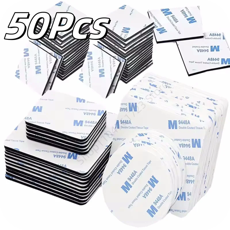 50Pcs Foam Double Sided Adhesive Tape Black White Strong EVA Sticker Installation Fixing Pad for Auto Home Decoration Sticker