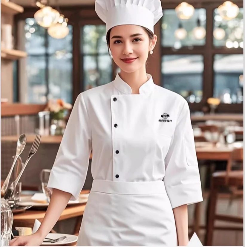 women's-chef-workwear-with-three-quarter-sleeves-2025-new-summer-dining-hotel-western-restaurant-short-sleeved-chef-clothing