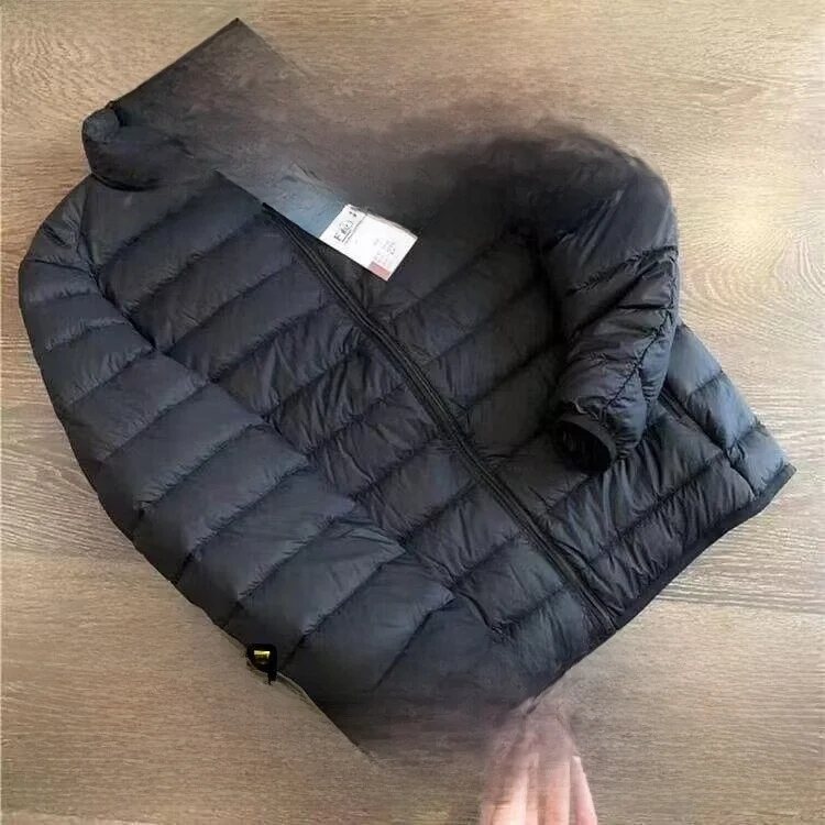 

Men's Ultra-Thin Lightweight down Cotton Jaet Faionable plus Size Warm Stand Fit Pure Color ort Sle Casual Coat