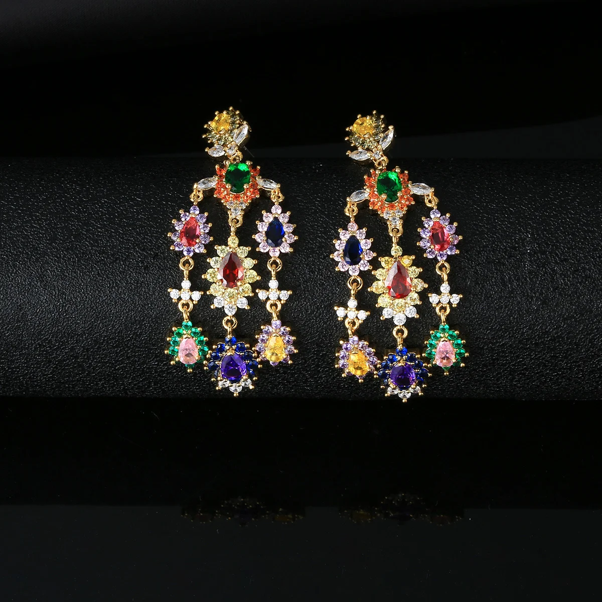 

Серьги-подвески из серебра 925 пробы с разноцветными драгоценными камнями, роскошные, элегантные, для невесты, на свадьбу, вечеринку, в подарок