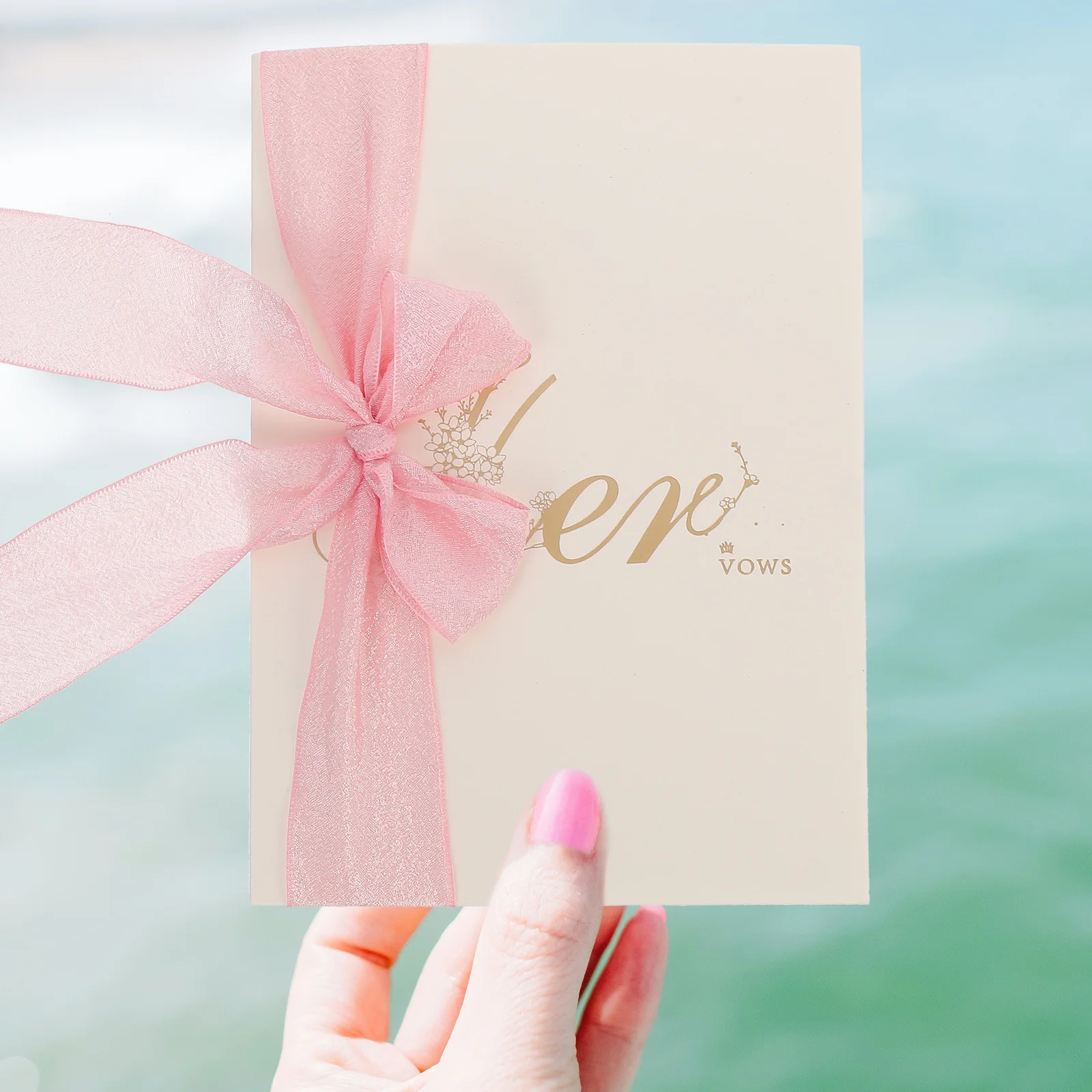 2Pcs Wedding Vow Cards High Quality Paper Ribbon Vow Book Party Speech Cards Smooth Texture for Wedding Celebration