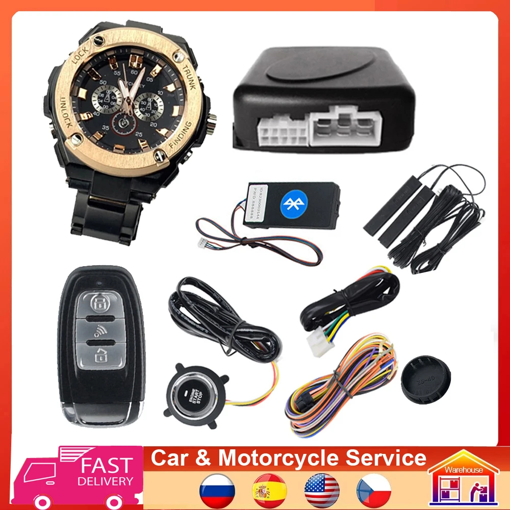 

Smart Watch Key Remote Start Stop Button Car Alarm Keyless Entry System Vehicle Engine starter Cardot PKE Auto Start drop ship