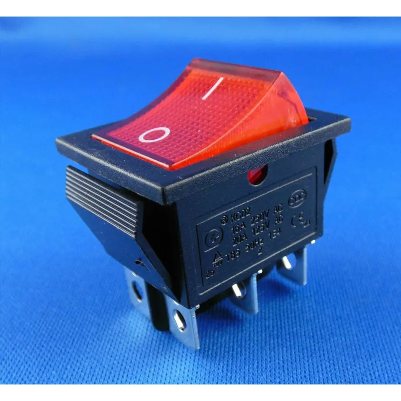 Kcd4 6-Pin Neon Red Rocker Switch