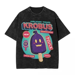 Krobus Ice Cream Stardew Valley Washed magliette Streetwear Hip Hop T-shirt gioco Anime Tees per uomo donna Oversize estate