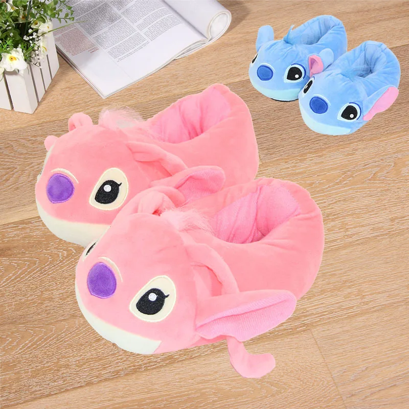 Stitch Angel Cotton Slippers Kids Adult New Disney Winter Warm Plush Home Slipper Anime All-inclusive Cotton-padded Shoes Gifts