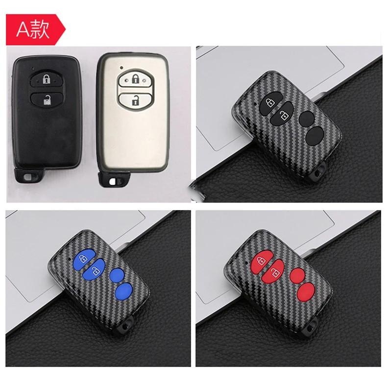 ABS Carbon Car Key Case for Toyota Aqua RAV4 Land Cruiser Camry Prado Corolla Prius Cover Keyless Remote Fob 2 3 Buttons 2013 20