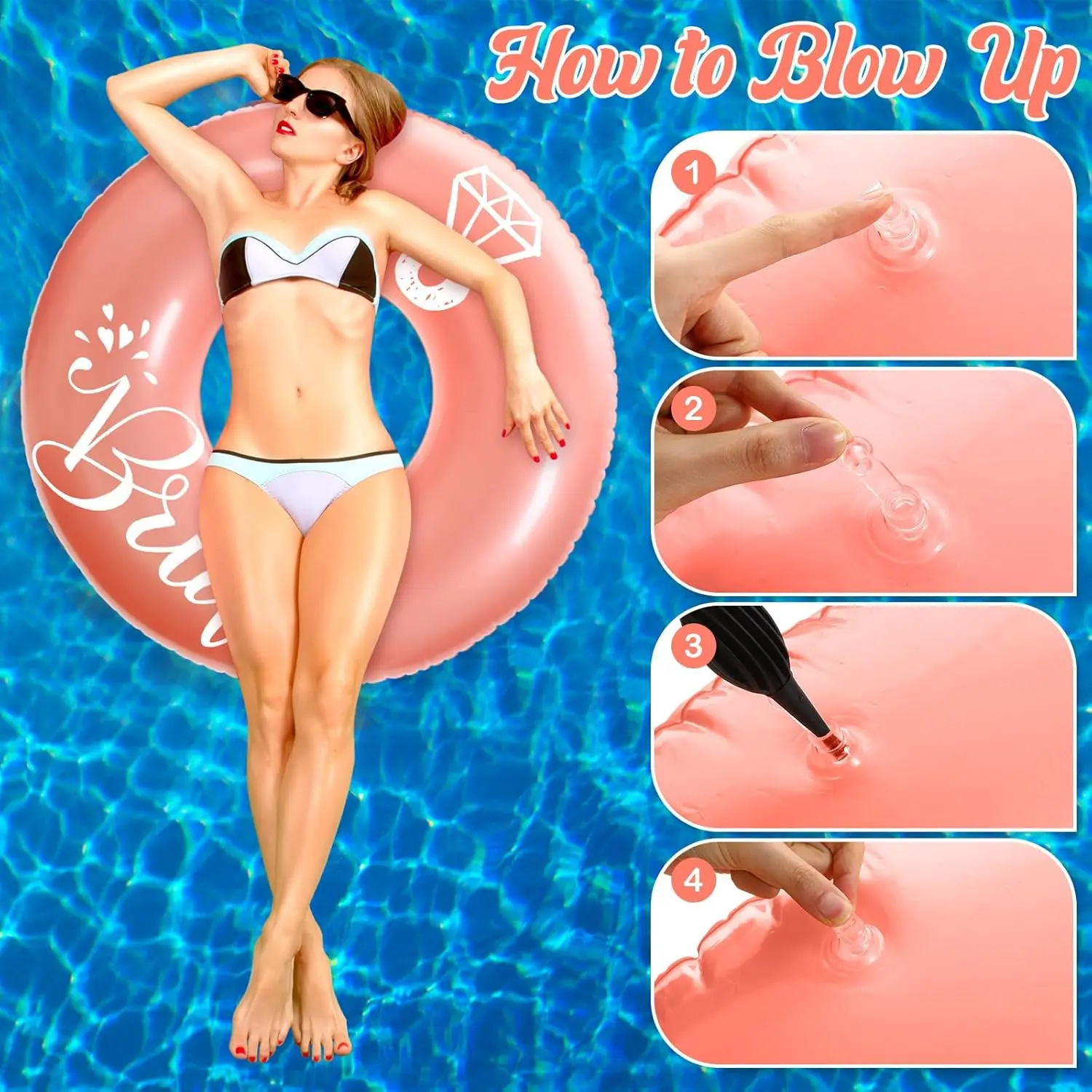 Bruidsring Zwembadvlotter 47.24'' Bachelorette Zwembad Drijft Strand Vrijgezellenfeest Decor Opblaasbare Bruid Zwembuis voor Volwassenen