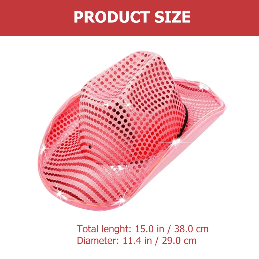 

1pc Glittering Cowgirl Wide Brim Luminous Party For Women Outdoor Sun Hat Fashion Western Style Sequin Hat Carnival Wedding