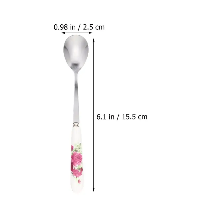 Spoon Spoons Tea Long Soup Ceramic Handle Iced Teaspoons Hot Espresso Rice Dessert Mini Drink Ice Stainless Steelsmall