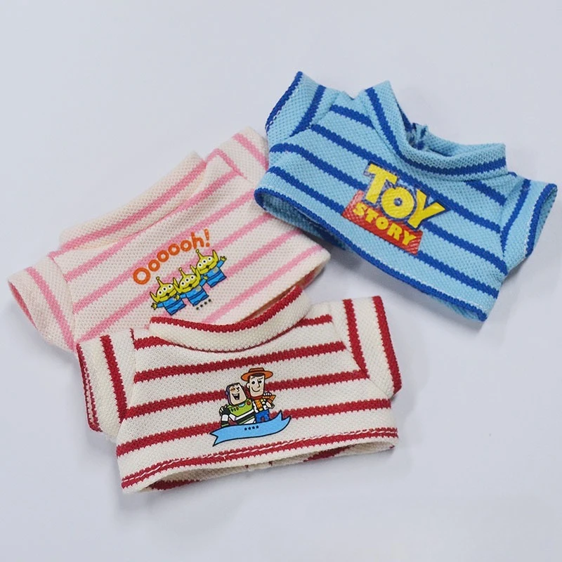 

17CM LABUBU Summer Striped T-shirt Refreshing Set One, Two or Three Generations Can Wear Tops and Shorts As Gifts Doll Clothes