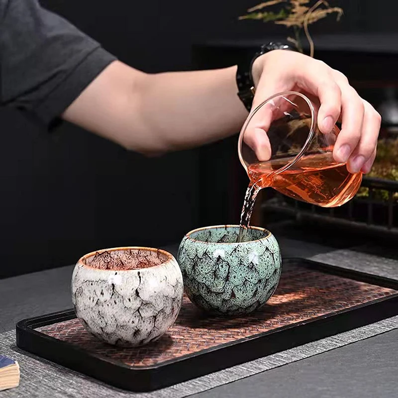 New Kung Fu Tea Cup Kiln Change China Mini Ceramic Cup Porcelain Tea Cups Pottery Drinkware Tableware Coffee Mug Wine Mugs 2023